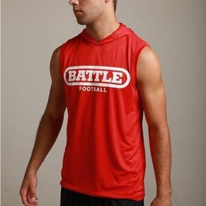 Red Battle sleeveless light action football hoodie
